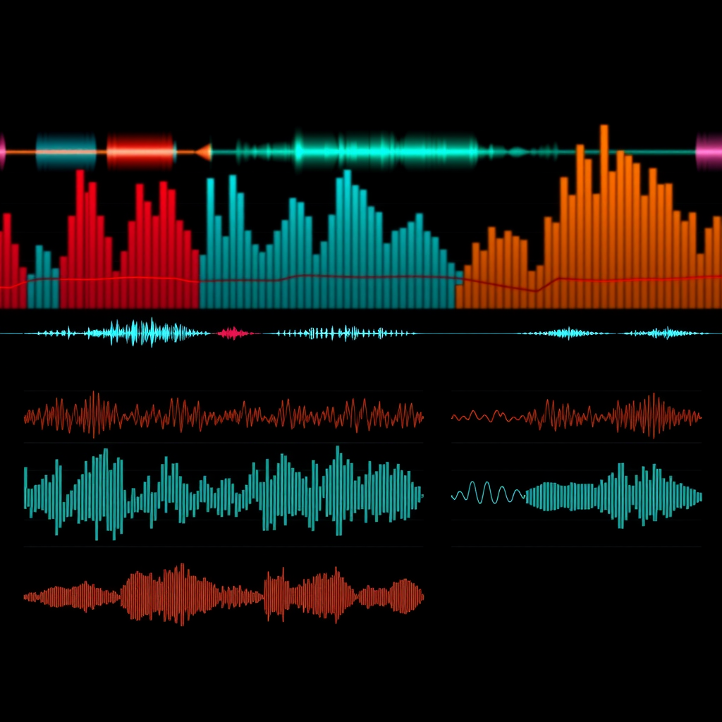 異なるオーディオ周波数パターンと波形を持つ音楽ジャンルの視覚化